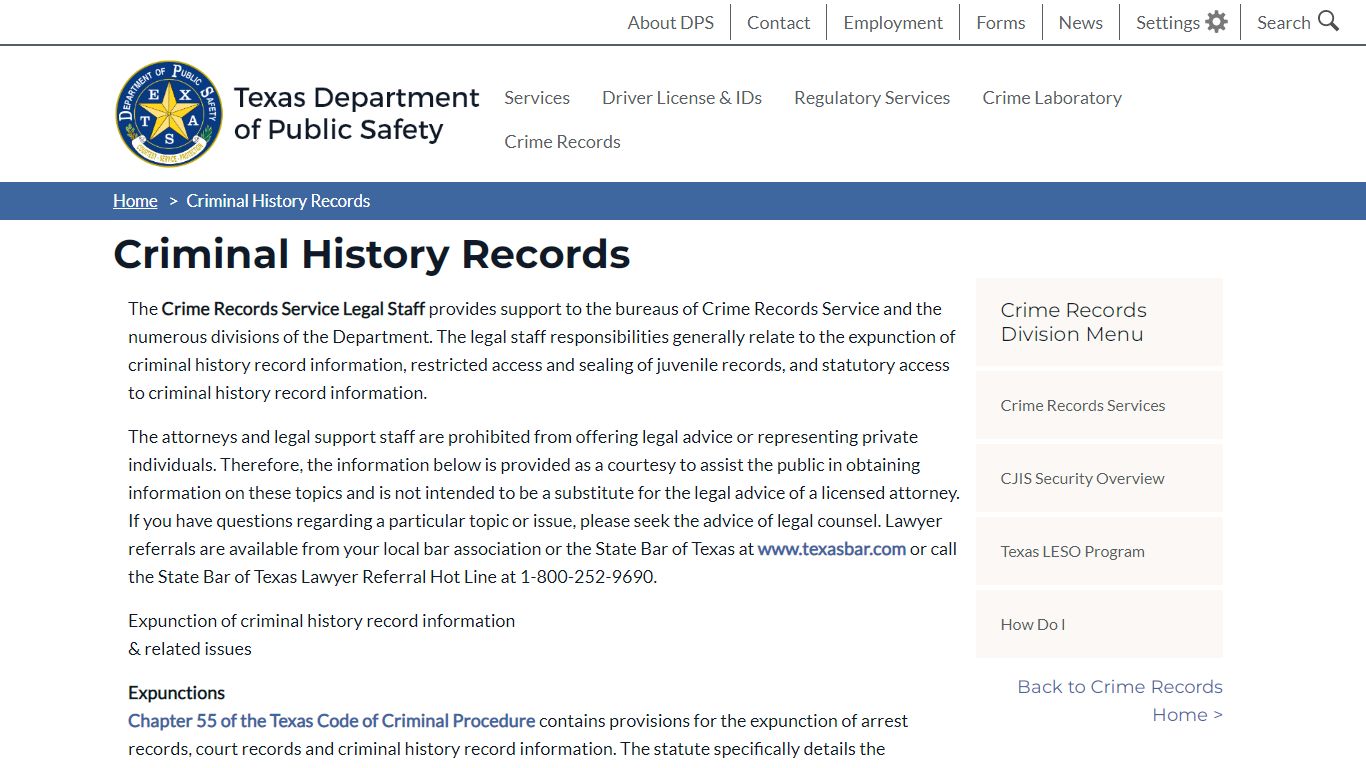 Criminal History Records | Department of Public Safety